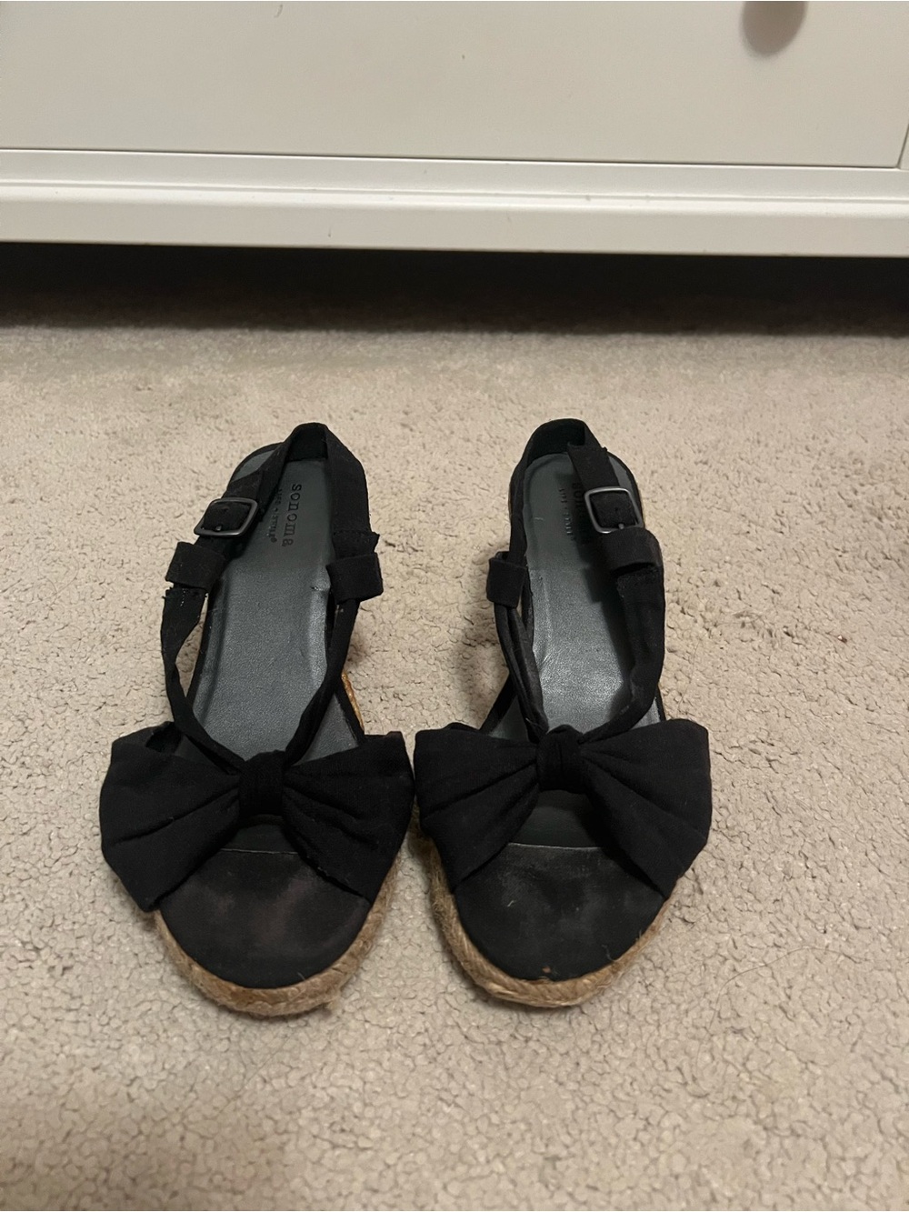 Black Bow Wedges - Women